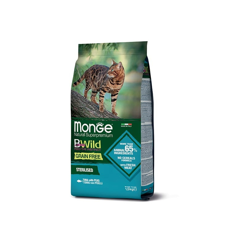 Monge - BWild Grain Free Sterilised Adult avec Thon et Petits pois 1,5 KG.