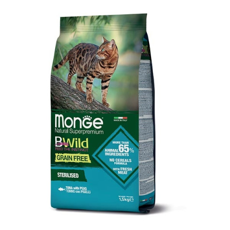 Monge - BWild Grain Free Sterilized Adult with Tuna and Peas 1.5 KG. - 