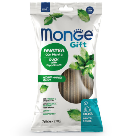 Monge - Snack Gift Adult Medium Maxi Stick Dental Anatra con Menta 270 gr. - 