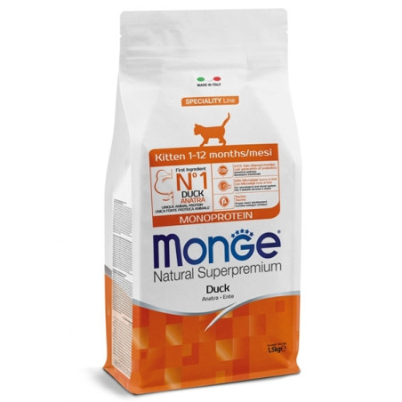 Monge - Natural Superpremium Monoprotein Kitten Anatra 1,5 KG - 