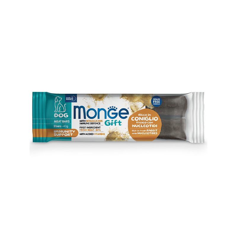Monge - Snack Dog Meat Bars Adult Immunity Support Rich in Fresh Rabbit with Nucleotides 40 gr.