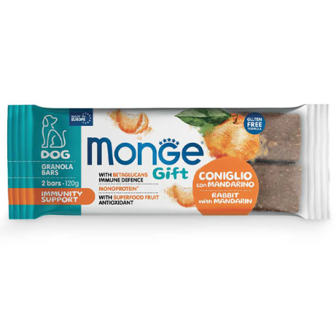 Monge - Snack Dog Granola Bars Adult Immunity Support Rabbit with Mandarin 120 gr. - 