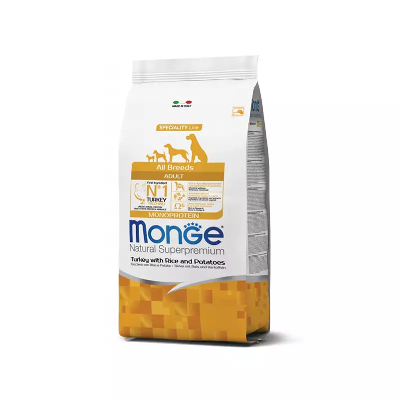 Monge - Natural Superpremium All Breeds Adult Natural Superpremium Truthahn mit Reis und Kartoffeln 12 KG.