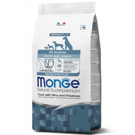 Monge - Natural Superpremium All Breeds Puppy & Junior Natural Superpremium Trout with Rice and Potatoes 2.50 KG -