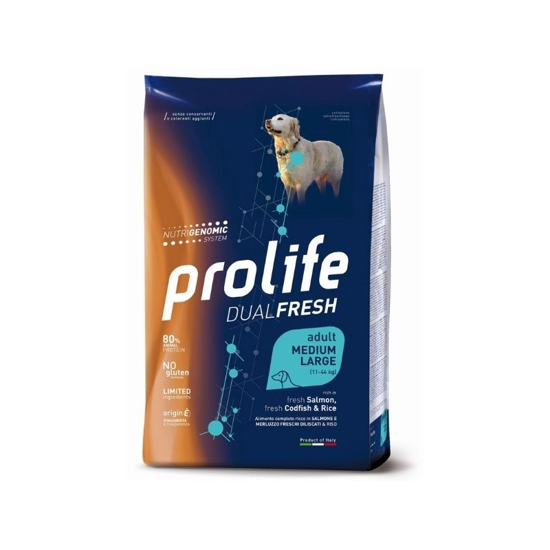Prolife - Dual Fresh Adult Medium/Large Salmon Codfish et Rice 12KG Prolife - Dual Fresh Adult Medium/Large Salmon Codfish et Rice 12KG