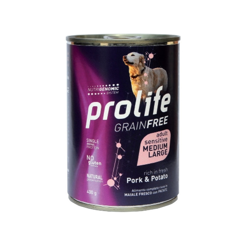 Prolife - Grain Free Adult Medium/Large Sensitive Pork et Potato 400gr. Prolife - Grain Free Adult Medium/Large Sensitive Pork et Potato 400gr.
