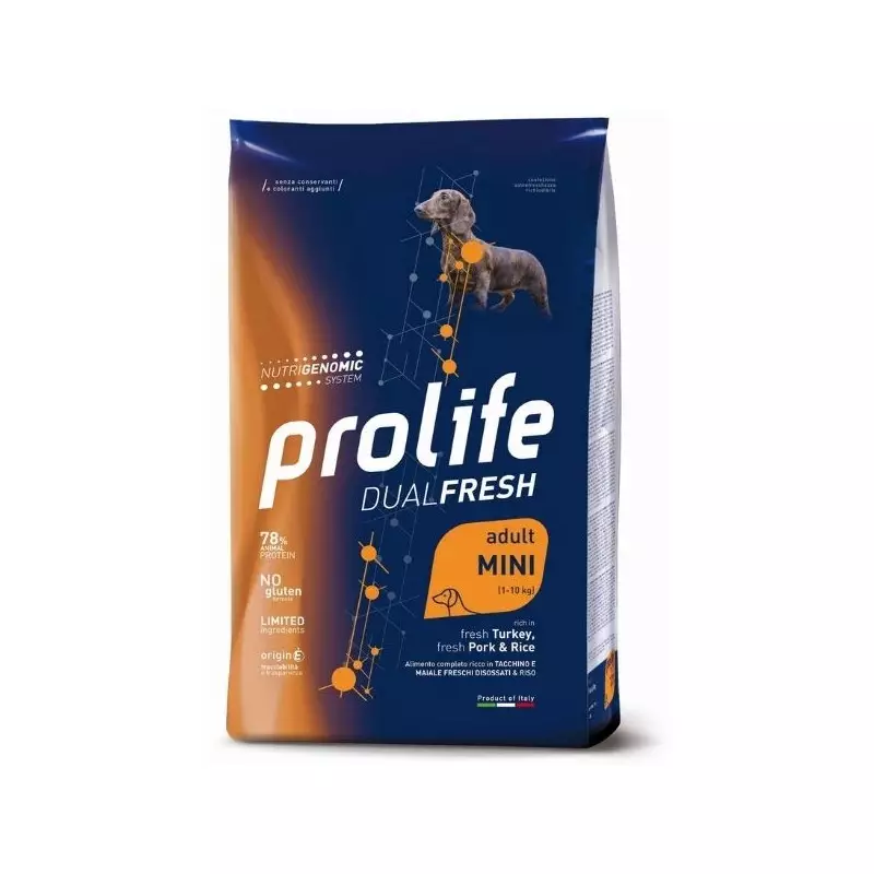 Prolife - Dual Fresh Adult Mini Truthahn, Schweinefleisch und Reis, 7 kg