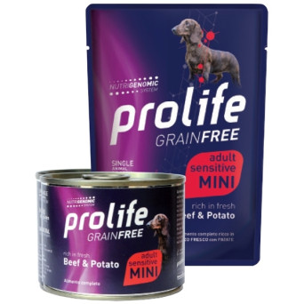 Prolife - Grain Free Adult Mini Sensitive Beef & Potato 100gr.x12 - 