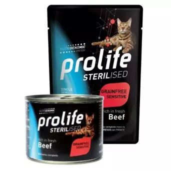 Prolife - Sterilisiertes getreidefreies erwachsenes Rindfleisch 12X85GR - 