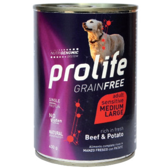Prolife - Getreidefreies, erwachsenes, mittelgroßes/großes, empfindliches Rindfleisch und Kartoffeln, 400 g - 