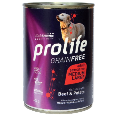 Prolife - Grain Free Adult Medium/Large Sensitive Beef & Potato 400gr - 