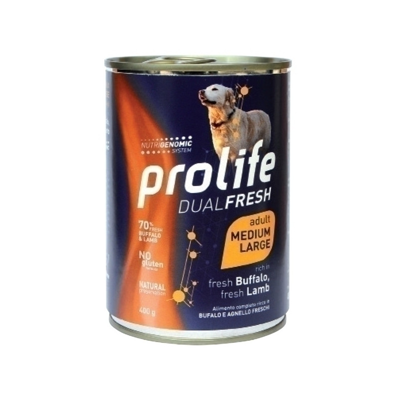 Prolife - Dual Fresh Adult Medium/Large Buffalo et Lamb 400gr Prolife - Dual Fresh Adult Medium/Large Buffalo et Lamb 400gr