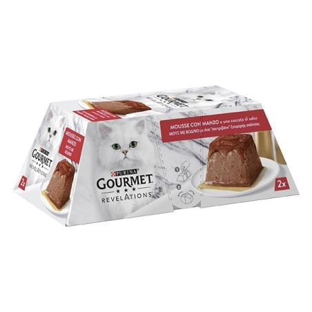 Nestle' Purina - Gourmet Revelations Mousse con Manzo e una Cascata di Salsa Multipack 2x57gr - 