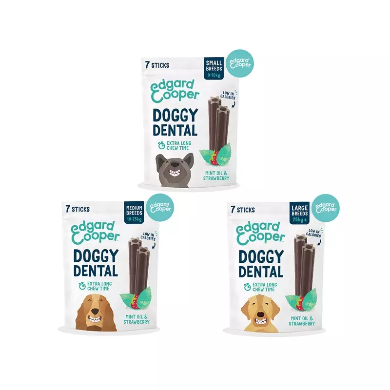 Edgard&Cooper - Doggy Dental Erdbeere und Minze, mittelgroß, 10–25 kg