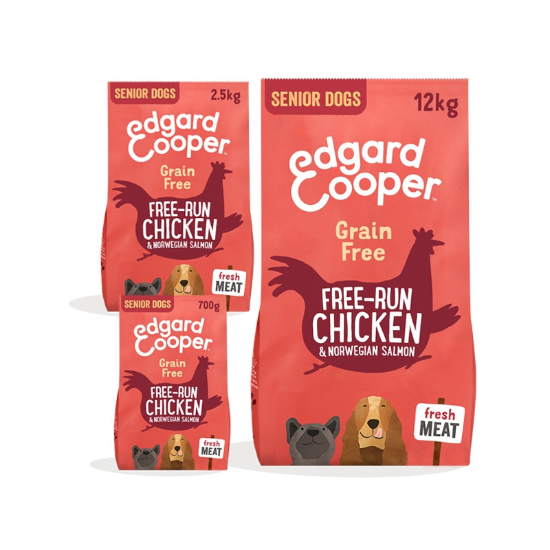 Edgard&Cooper - Senior Carne Fresca di Pollo Allevato a Terra e Salmone Norvegese Senza Cereali 12KG