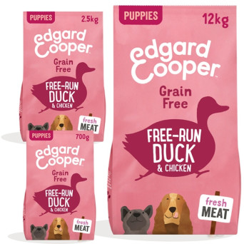 Edgard&Cooper - Frisches Enten- und Hühnerfleisch für Welpen, auf dem Boden gezüchtet, ohne Getreide, 12 kg - 