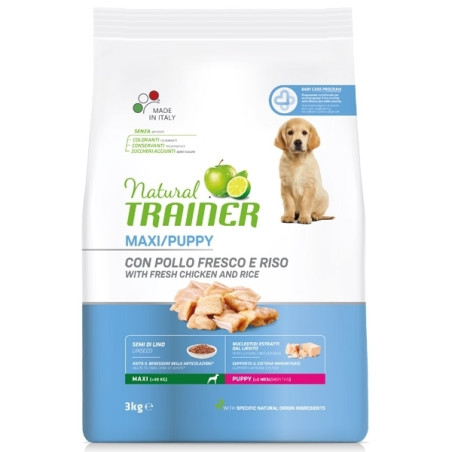 Trainer - Natural Puppy Maxi con Pollo Fresco e Riso 12KG - 