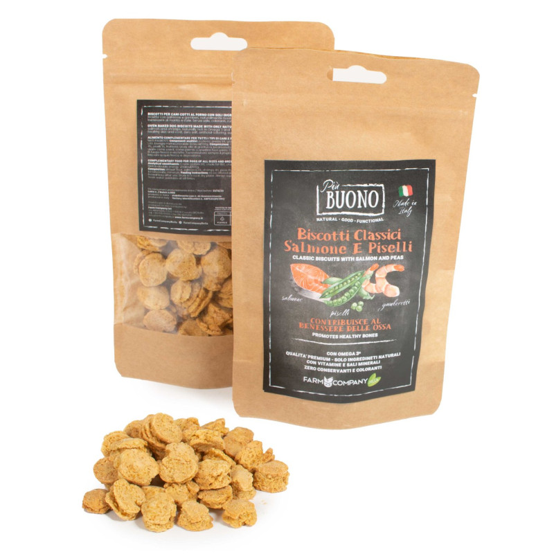 FARM COMPANY BUONO Biscuits classici al Saumon, Gamberi et Petits pois 80 g.
