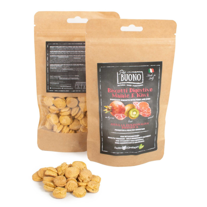 FARM COMPANY Buono Biscuits Digestive avec Porc, Kiwi et Grenade 80 g. FARM COMPANY Buono Biscuits Digestive avec Porc, Kiwi et Grenade 80 g.