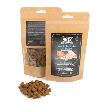 FARM COMPANY Buono Snack Delicate al Salmone, Pesce Azzurro,Gamberi e Piselli 80 gr. - 