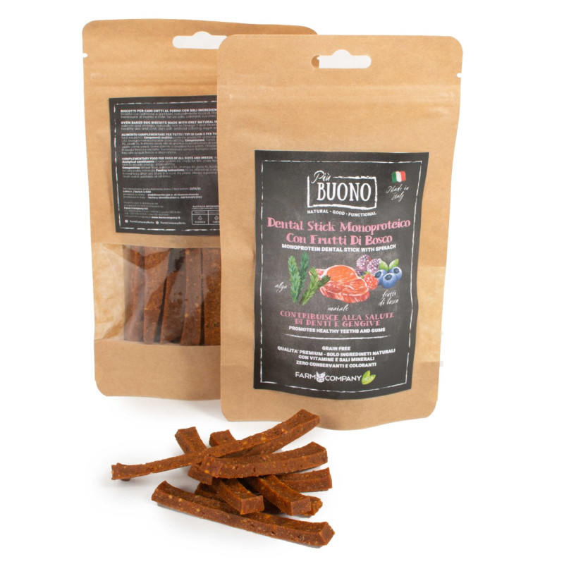 FARM COMPANY Buono Dentalstick Monoprotéique avec Frutti di Bosco et Alga Ascophillum 80 g. FARM COMPANY Buono Dentalstick Monoprotéique avec Frutti di Bosco et Alga Ascophillum 80 g.