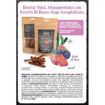 FARM COMPANY Buono Dentalstick Monoproteico con Frutti di Bosco e Alga Ascophillum 80 gr. - 