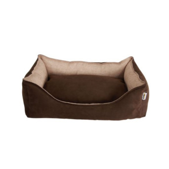Fabotex - Cuccia Rettangolare Elite Marrone e Beige con Doppio Cuscino Mis. 3 - 120 X 81 X 28,5 Cm -