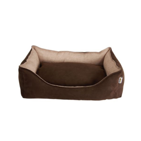 Fabotex - Cuccia Rettangolare Elite Marrone e Beige con Doppio Cuscino Mis. 3 - 120 X 81 X 28,5 Cm -