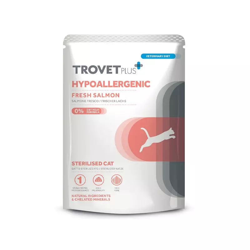 Trovet - Plus Cat Adult Sterilised Hypoallergenic Salmone Fresco 85gr Trovet - Plus Cat Adult Sterilised Hypoallergenic Salmone Fresco 85gr