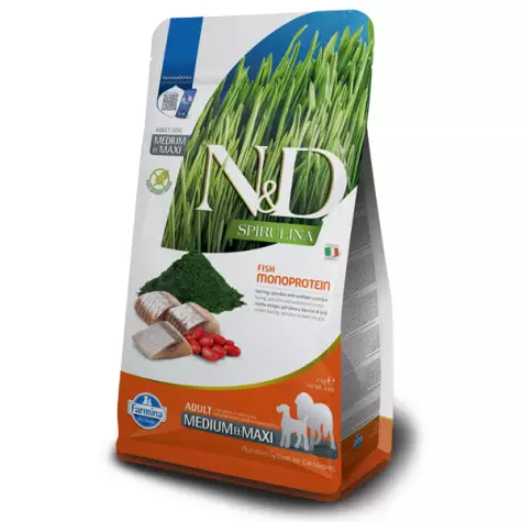 Farmina - Natürliche und köstliche Spirulina Adult Medium & Maxi mit Hering, Spirulina und Goji-Beeren 7 kg - 