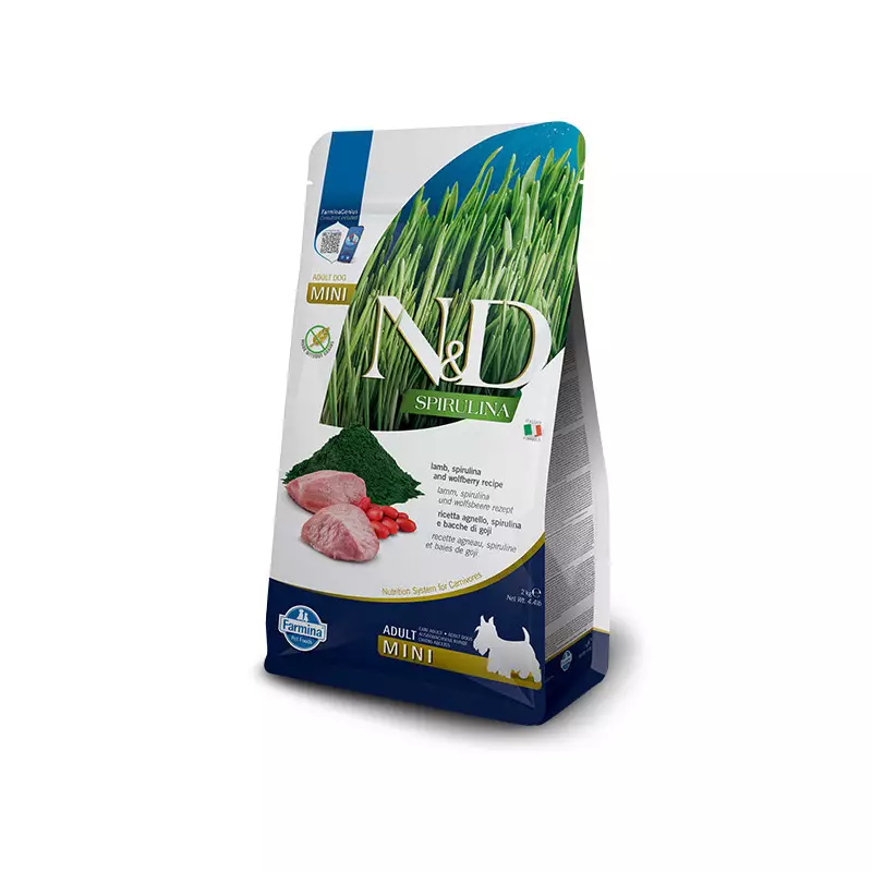 Farmina - Natürliche und köstliche Spirulina Adult Mini mit Lamm, Spirulina und Goji-Beeren 2 kg