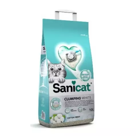 SANICAT CLUMPING WHITE COTTON CAT LITTER 10 LITRES -