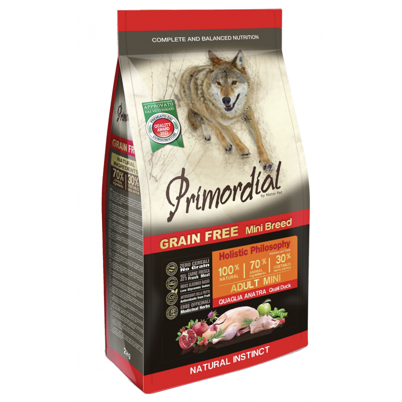 Primordial Adult mini caille et canard Grain Free 6 kg