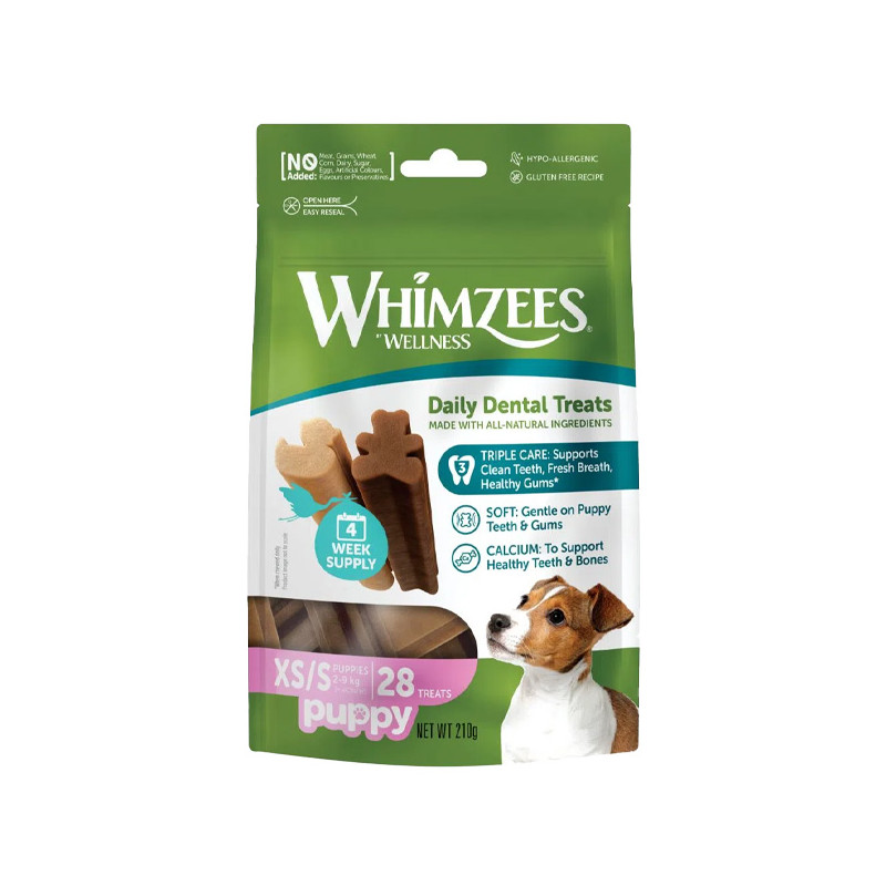 Whimzees-Puppy snack vegetale pour pulizia dentale(XS-S 28 PZ.) Whimzees-Puppy snack vegetale pour pulizia dentale(XS-S 28 PZ.)