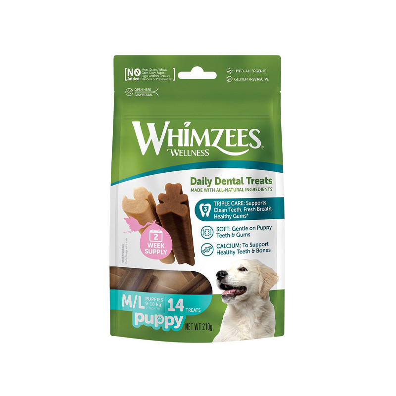 Whimzees - Welpen-Gemüsesnack zur Zahnreinigung (M-L 14 Stk.)