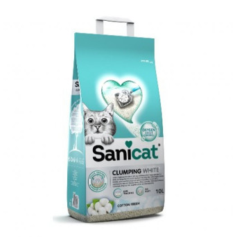 SANICAT CLUMPING WHITE COTTON CAT LITTER 10 LITERS -