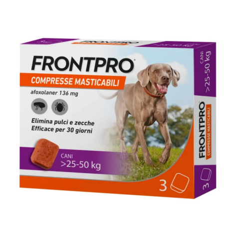 FRONTPRO 3 CHEWABLE TABLETS FOR DOGS 25-50KG (136MG) -