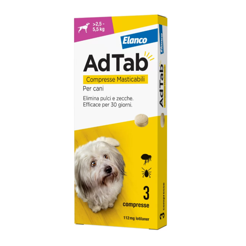 AdTab Cani 2,5-5,5 3 kg Comprimés (112 Mg) AdTab Cani 2,5-5,5 3 kg Comprimés (112 Mg)
