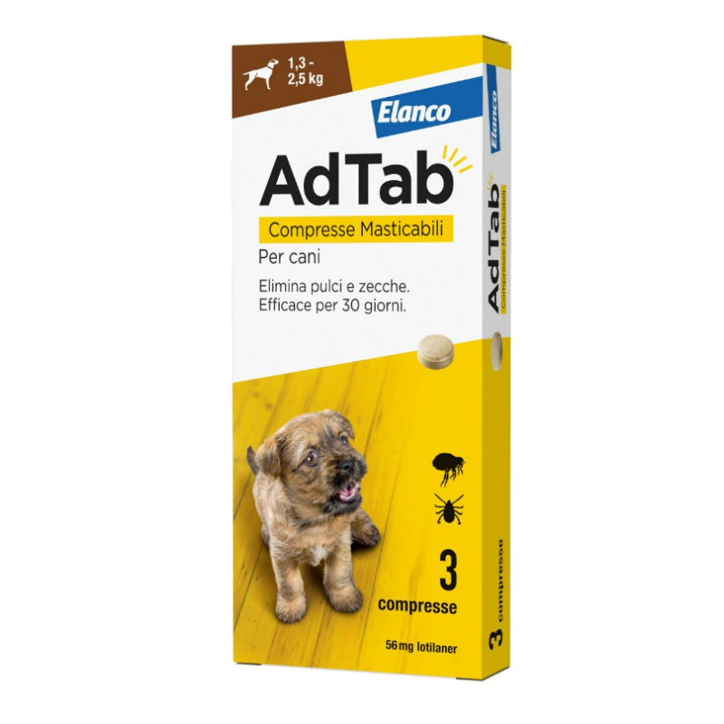 AdTab Dogs 1.3-2.5 Kg 3 Tablets (56 Mg)