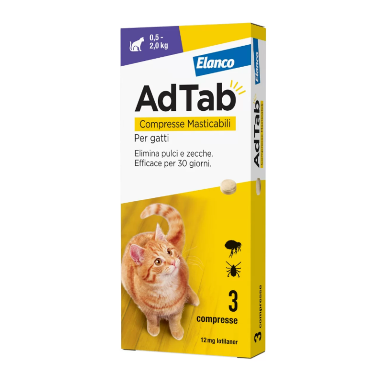 AdTab Gatti 0,5-2 3 kg Comprimés (12 Mg)