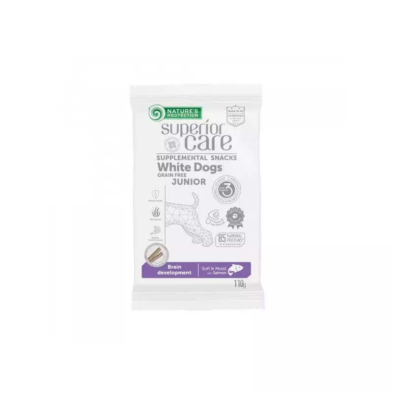 Nature's Protection Superior Care Cane Snack White Dogs Junior Brain Development Salmone 110 Gr