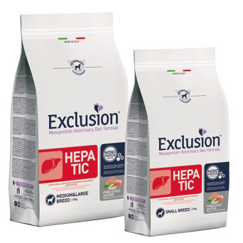 Exclusion Hepatic Pork&Rice and Pea - small Breed da 2 kg. -