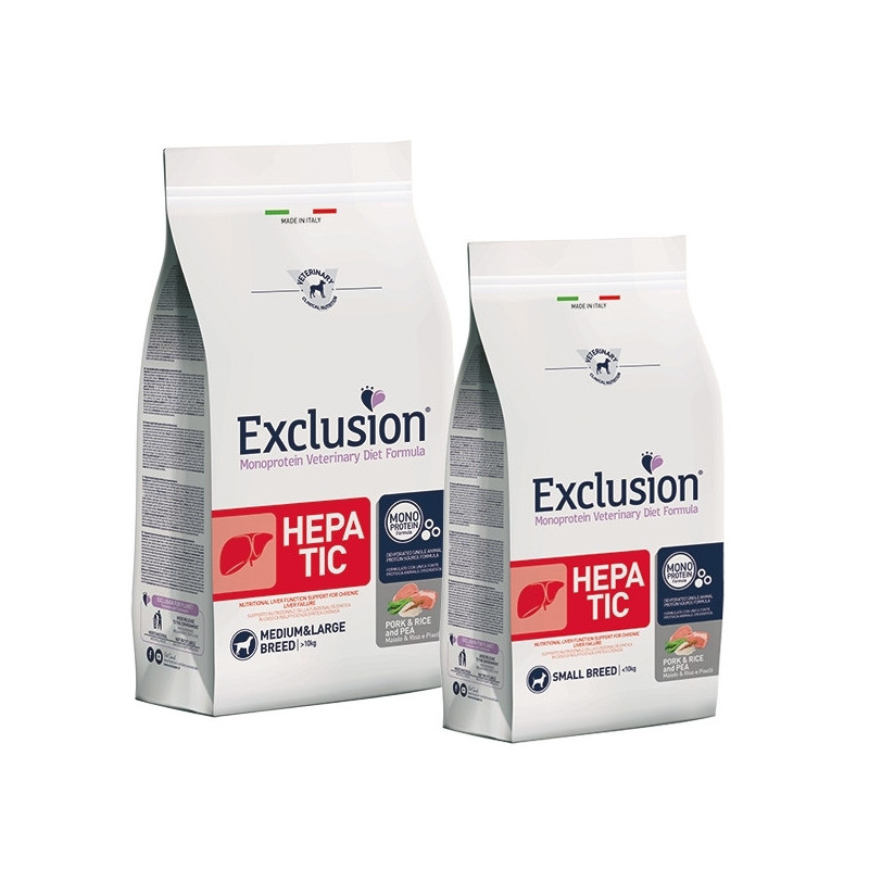 Exclusion Hepatic Pork et Rice and Pea - small Breed 2 kg.