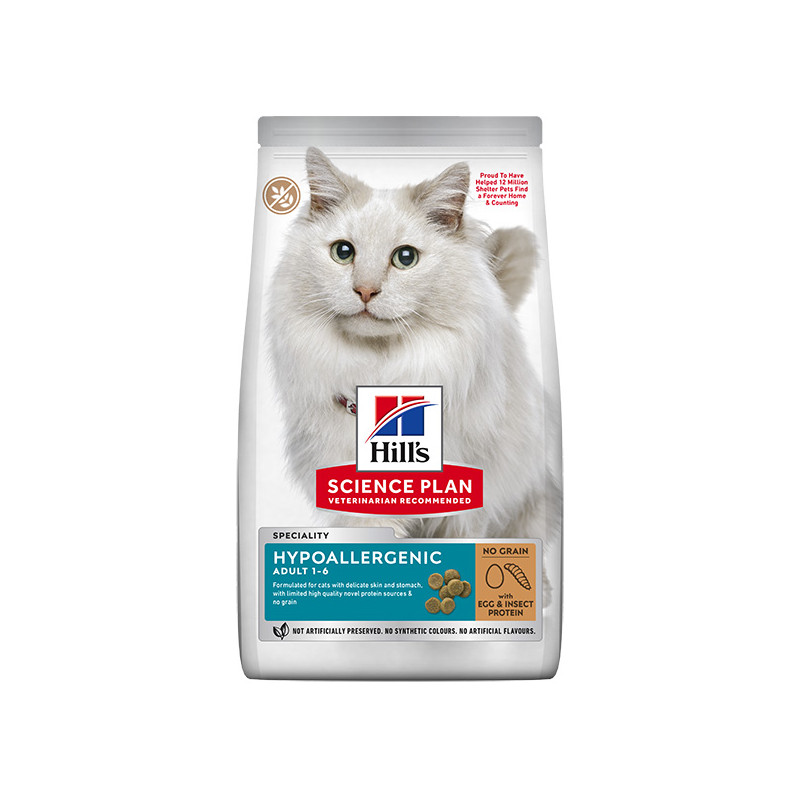 Hill's Pet Nutrition - Science Plan Cat Adult Hypoallergenic Con Uovo e Insetti 1,5 Kg