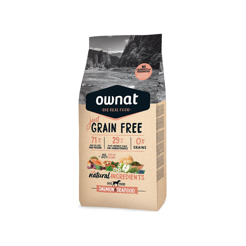 Ownat - Just Grain Free Dog Adult Salmone e Frutti di Mare 14 Kg.