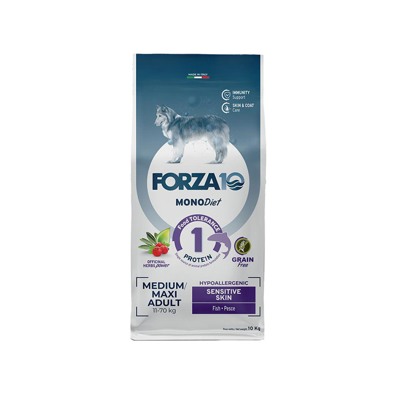 Forza10 - DOG Medium Maxi Diät Monoproteinhaut mit Fisch 10 kg