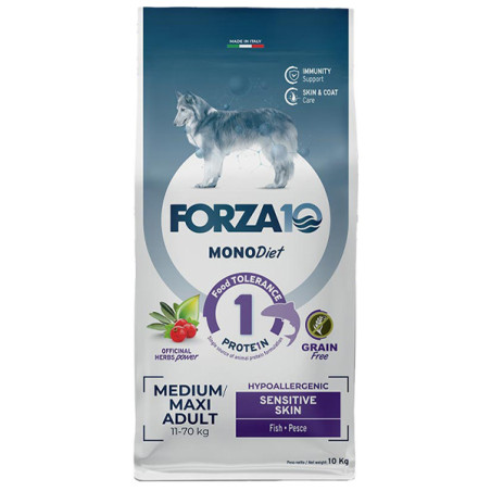 Forza10 - DOG Medium Maxi Diät Monoproteinhaut mit Fisch 10 kg -