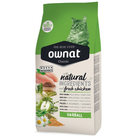 Ownat - Klassischer Haarball für ausgewachsene Katzen, frisches Huhn, 1,5 kg -