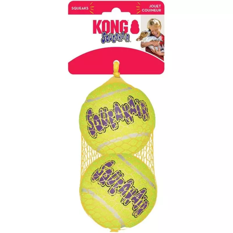 KONG - Squeakair - Squeaky Tennis Balls, Gentle on Teeth - Size L (Pack of 2) KONG - Squeakair - Squeaky Tennis Balls, Gentle on Teeth - Size L (Pack of 2)