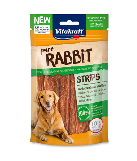 Vitakraft - Dog Snack Pure Rabbit Strisce di Carne di Coniglio - 